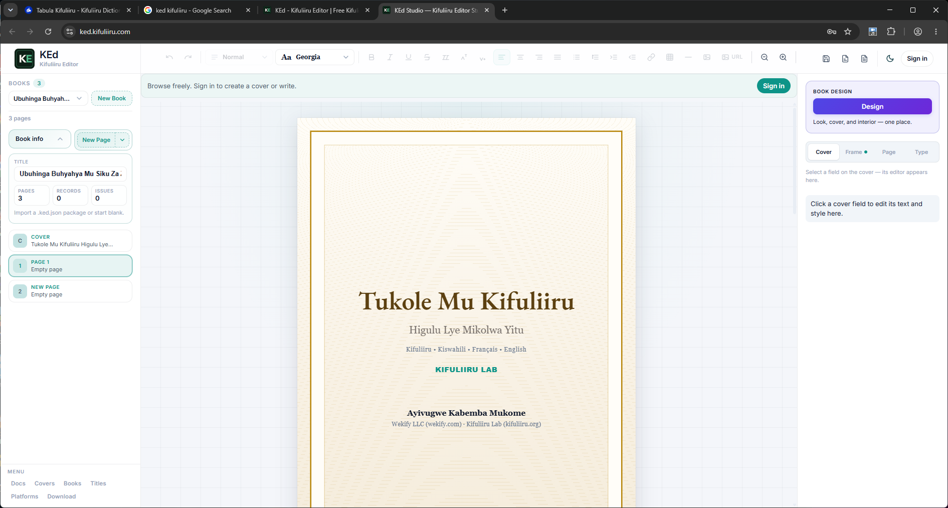 Kifuliiru Kyaloonga Ikibaaja Kyo Kuyandikira Mwohe Ibitaabo: KEd & KEd Studio